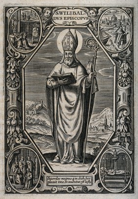 Saint Willebald. Engraving.