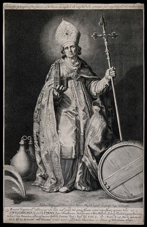 view Saint Willibrord. Engraving by C. Bloemaert after A. Bloemaert.