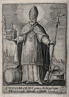 Saint Willibrord. Engraving by C. de Passe.