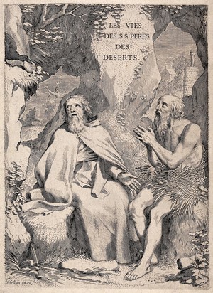 view Saint Antony the Great and Saint Paul the Hermit. Engraving by C. Mellan.