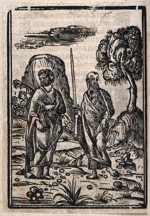 view Saint Peter and Saint Paul. Woodcut.