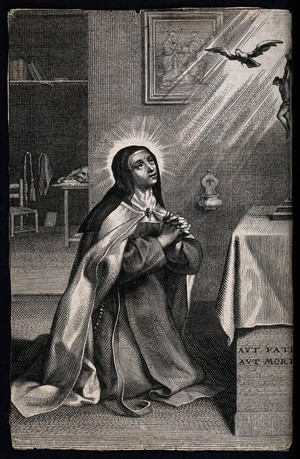 view Saint Teresa (?). Engraving.