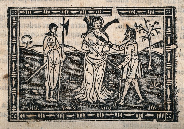 Martyrdom of Saint Agatha. Woodcut.