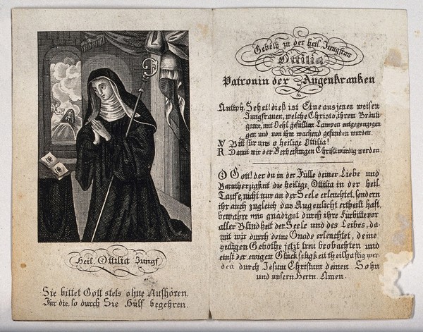 Saint Odilia. Etching.