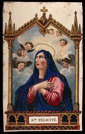 Saint Felicity. Colour engraving.