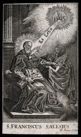 Saint Francis of Sales. Etching by F.B. Schauer.