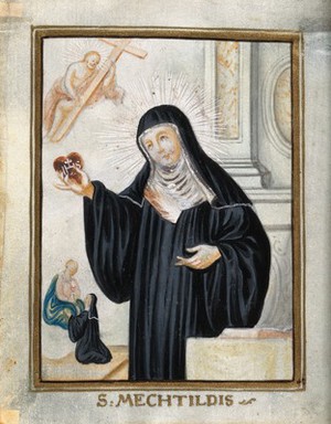 Saint Mechthild of Magdeburg. Gouache. | Wellcome Collection