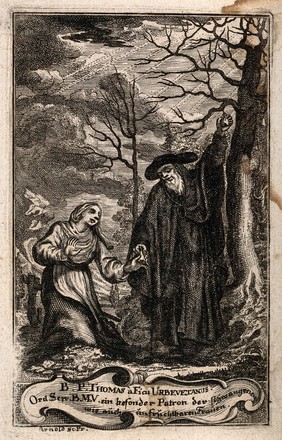 The blessed Thomas of Orvieto [Urbevetanus]. Etching by Arnold.