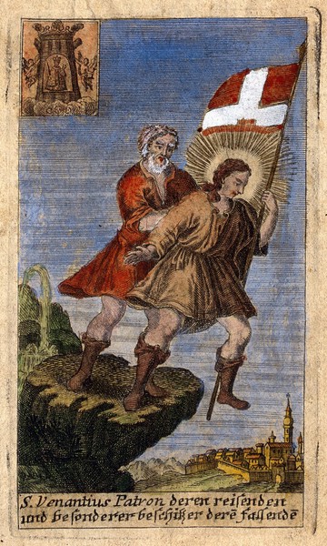 Saint Venantius. Coloured etching.