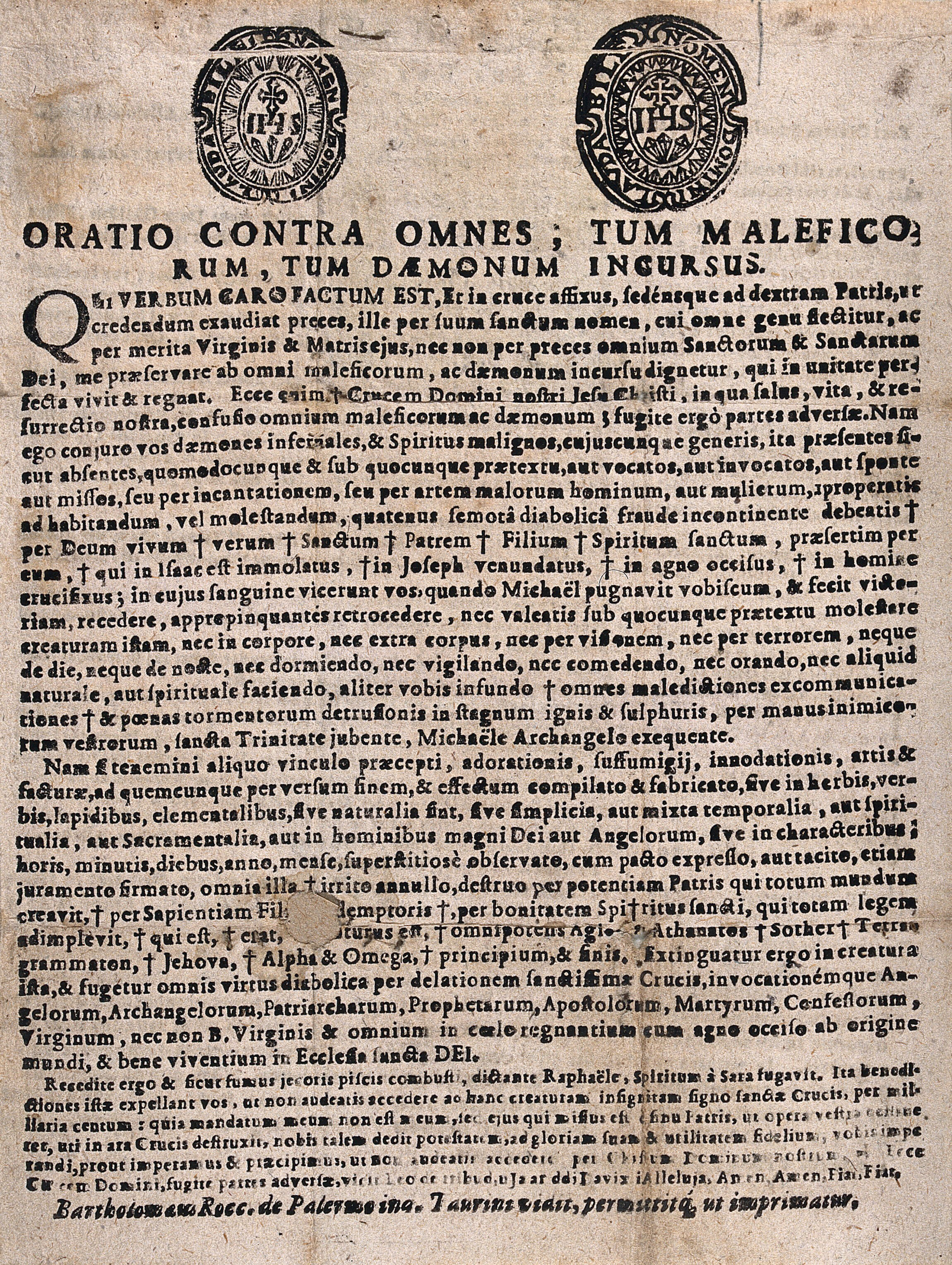 Protection Against Witchcraft And Demons Through The Name And Attributes Of  Jesus Christ. Woodcuts And Letterpress, 159-. | Wellcome Collection