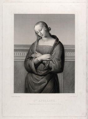 Saint Mary (the Blessed Virgin). Engraving by J. Bein, 1842, after Raphael (?).