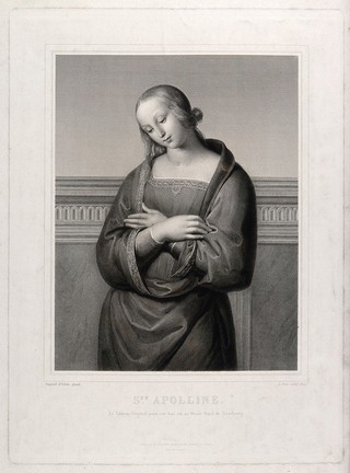 Saint Mary (the Blessed Virgin). Engraving by J. Bein, 1842, after Raphael (?).
