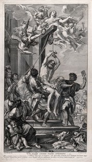 Martyrdom of Saint Blaise. Engraving by R. van Audenaerd after C. Maratta.