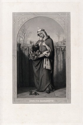 Saint Elizabeth of Hungary. Engraving by A. Rordorf after F. Ittenbach .