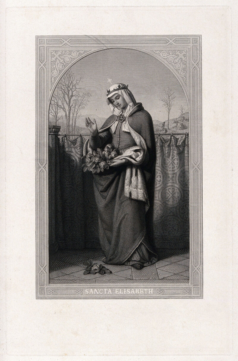 Saint Elizabeth of Hungary. Engraving by A. Rordorf after F. Ittenbach., by Franz Ittenbach