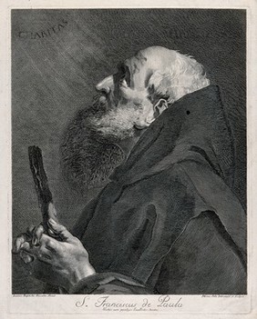 Saint Francis of Paula. Line engraving by M. Pelli after G.B. Piazzetta.