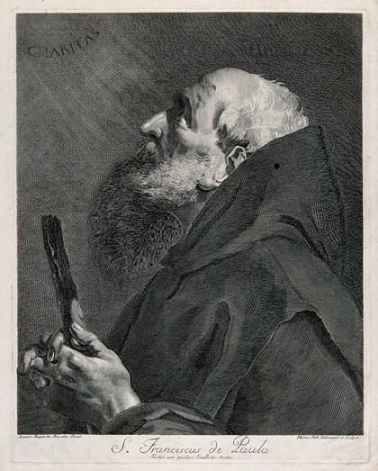 Saint Francis of Paula. Line engraving by M. Pelli after G.B. Piazzetta.