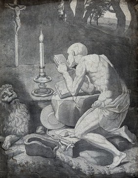 Saint Jerome. Watercolour painting.