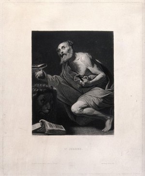 view Saint Jerome. Engraving by Z. Prevost after J. Ribera.