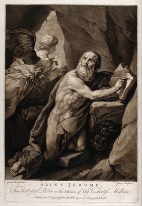 Saint Jerome. Etching by J.A. Gresse after G. Reni.
