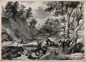 view Saint Jerome. Etching by V. Denon, 1791, after Titian.