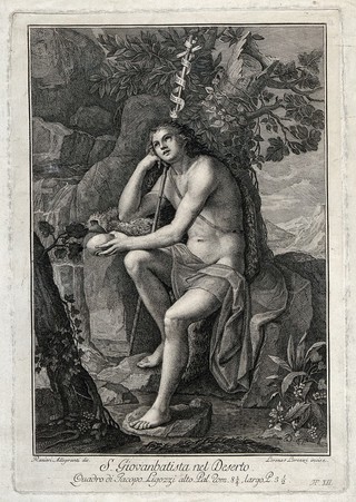 Saint John the Baptist. Engraving by L. Lorenzi after R. Allegranti after J. Ligozzi.