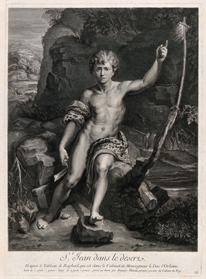 view Saint John the Baptist. Engraving by F. Chereau after Raphael.