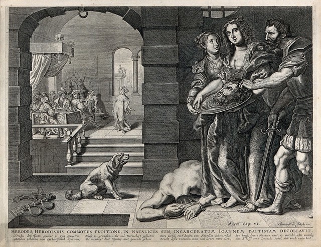 Decapitation of Saint John the Baptist. Engraving. | Wellcome Collection