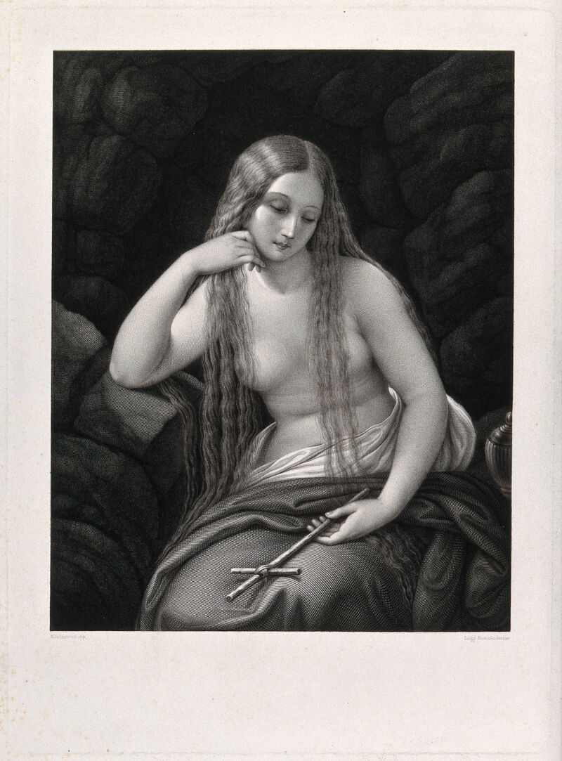 Saint Mary Magdalen. Line engraving by L. Boscolo after N. Schiavoni., by Natale Schiavoni