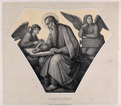 Saint Matthew. Lithograph by J.G Schreiner.