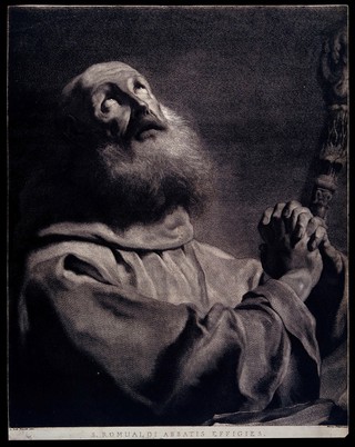 Saint Romuald. Line engraving by M. Pitteri after G.B. Piazzetta.