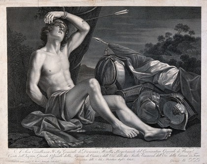 Martyrdom of Saint Sebastian. Engraving by G. Folo after A. Tofanelli after G.F. Barbieri, il Guercino.