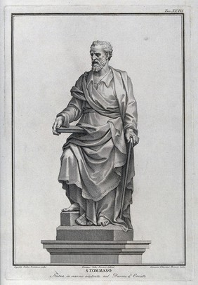 Saint Thomas. Etching by G. Ottaviani after G. Cades after I. Scalza.