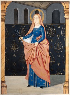 Saint Apollonia (?). Gouache painting, 19--.