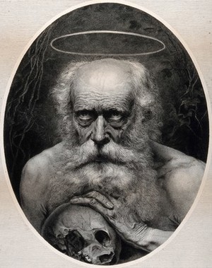 view Saint Jerome. Etching by L. Massard, 1869.