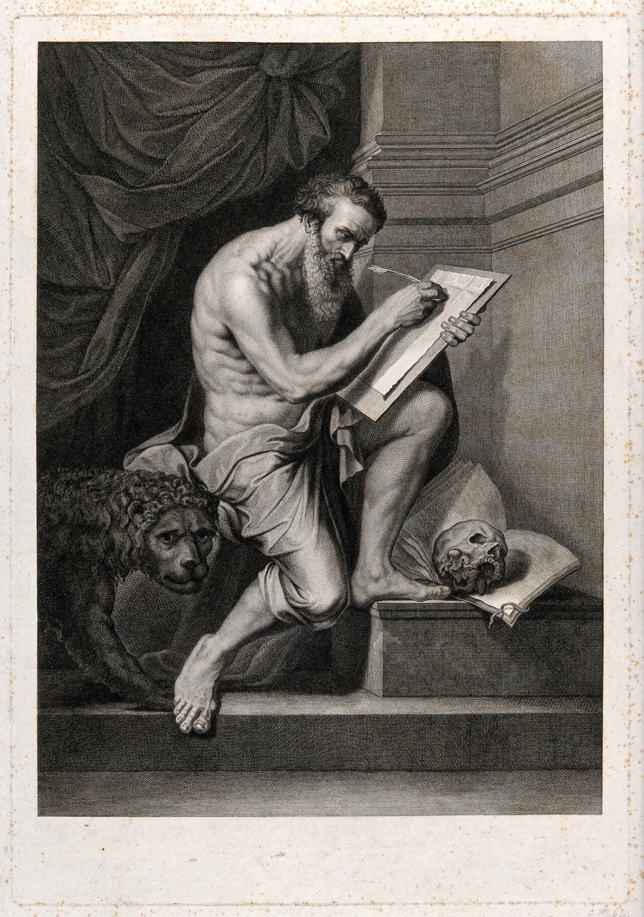Saint Mark or Saint Jerome. Engraving by C.E.C. Hess after W. Key., 1806, by Willem Key