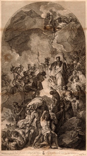 view Saint Paul the Apostle. Etching by F. Bartolozzi, 1791, after B. West.