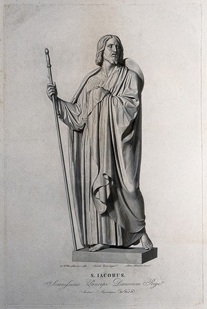 view Saint James the Great. Engraving by P. Bettelini after L. Camia after B. Thorwaldsen.