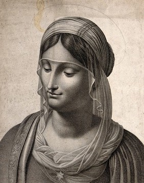 Saint Mary (the Blessed Virgin). Stipple engraving by C. Noel after B. Luini.