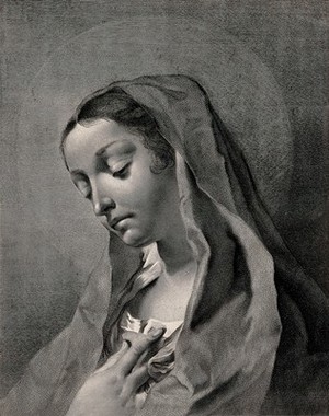 view Saint Mary (the Blessed Virgin). Line engraving by M. Pitteri after G.B. Piazzetta.