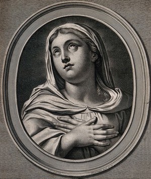 view Saint Mary (the Blessed Virgin). Engraving by J. Boulanger after N.P. Loyr.