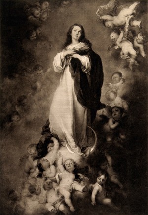 view Saint Mary (the Blessed Virgin). Mezzotint (?) after B.E. Murillo.