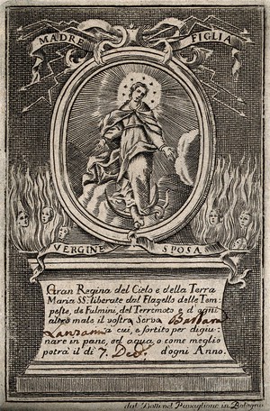 view Saint Mary (the Blessed Virgin). Etching.