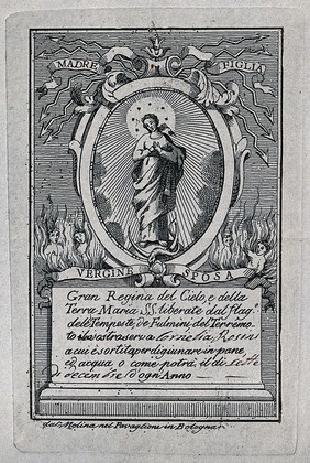 Saint Mary (the Blessed Virgin). Etching.