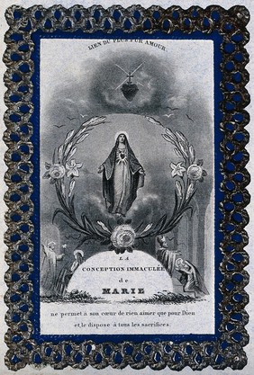 Saint Mary (the Blessed Virgin). Engraving.