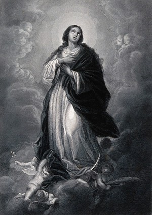 view Saint Mary (the Blessed Virgin). Engraving by C.P.A. Carey after B.E. Murillo.