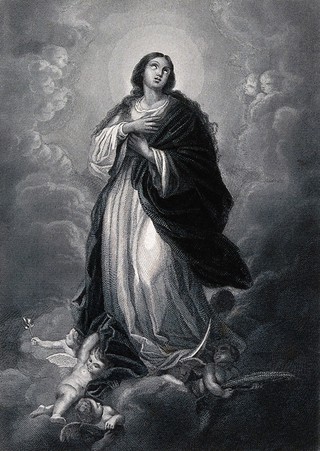 Saint Mary (the Blessed Virgin). Engraving by C.P.A. Carey after B.E. Murillo.