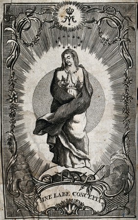 Saint Mary (the Blessed Virgin). Engraving.