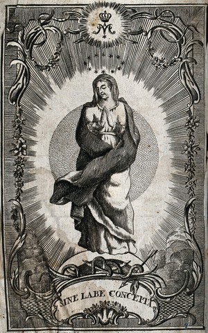 view Saint Mary (the Blessed Virgin). Engraving.