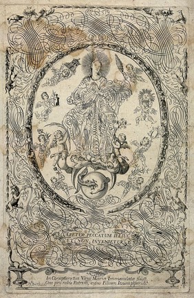 Saint Mary (the Blessed Virgin). Engraving by N. Ortiz (?), S.J.